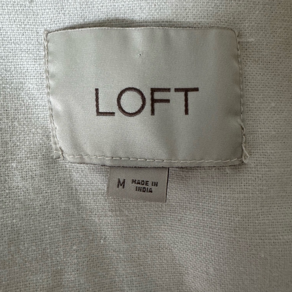 LOFT Off-White Linen Blend Utility Jacket Medium - Picture 5 of 8